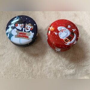 Festive Christmas Tin candle Set with Santa and Snowman